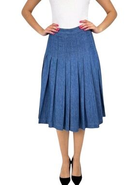 LN Aritzia Babaton Process Jean Denim Pleated A-Line Midi Skirt - 6